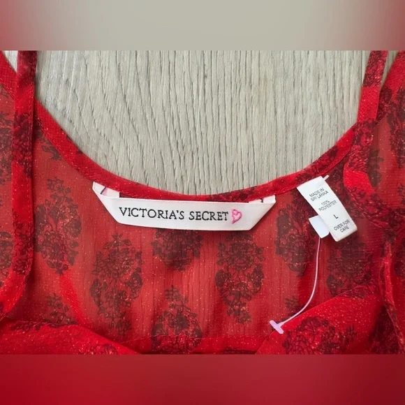 Vintage Victoria's Secret Red Floral Sheer Top 💋♥️ - Picture 5 of 6